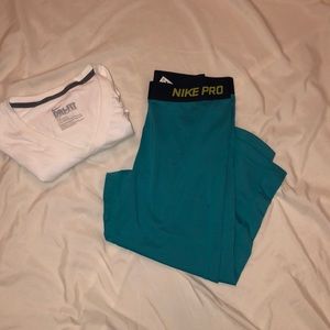 Nike Training Set w/ teal leggings and white tee